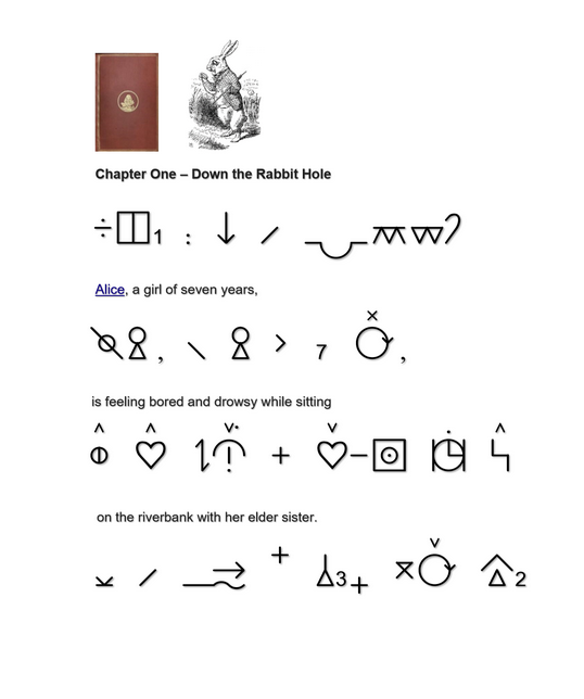 Blissymbolics: &ldquo;Beginning of the first chapter&rdquo;