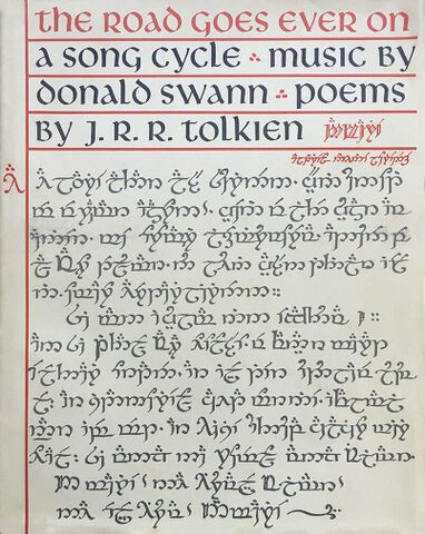 Cover of The Road Goes Ever On including the text of the Namárië with Tengwar